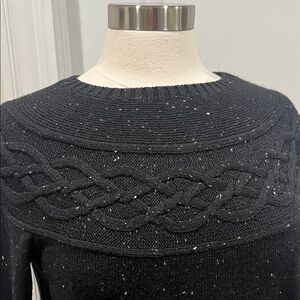 New! Talbots Sweater Black w/ While Speckle Size Small NWT